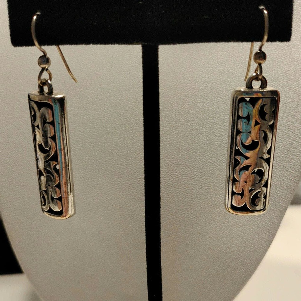 Heavy Sterling Silver Dangle Earrings